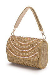 Blush & Bead Faux Silk Arc Beaded Clutch