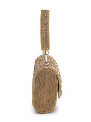 Blush & Bead Faux Silk Arc Beaded Clutch