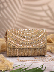Blush & Bead Faux Silk Arc Beaded Clutch