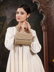 Blush & Bead Faux Silk Arc Beaded Clutch