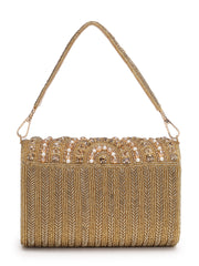 Blush & Bead Faux Silk Arc Beaded Clutch