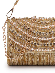 Blush & Bead Faux Silk Arc Beaded Clutch