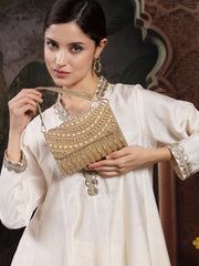 Blush & Bead Faux Silk Arc Beaded Clutch