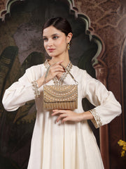 Blush & Bead Faux Silk Arc Beaded Clutch