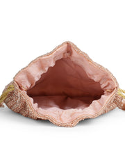 Crystal Cascade Chevron Beaded Faux Silk Potli