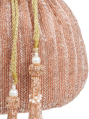 Crystal Cascade Chevron Beaded Faux Silk Potli