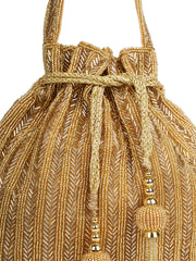 Crystal Cascade Chevron Beaded Faux Silk Potli