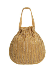 Crystal Cascade Chevron Beaded Faux Silk Potli