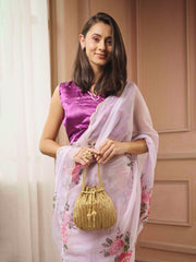 Crystal Cascade Chevron Beaded Faux Silk Potli