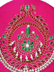 Glided Gleam Peacock Embroidered Faux Silk Clutch