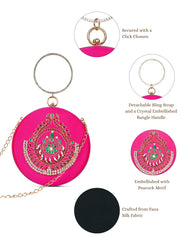 Glided Gleam Peacock Embroidered Faux Silk Clutch