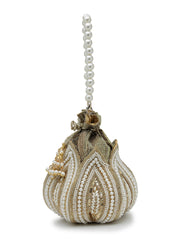 Anekaant Lotus Antique Gold Pearl & Sequin Embellished Potli