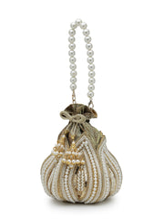 Anekaant Lotus Antique Gold Pearl & Sequin Embellished Potli