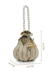 Anekaant Lotus Antique Gold Pearl & Sequin Embellished Potli