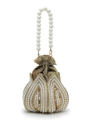 Anekaant Lotus Antique Gold Pearl & Sequin Embellished Potli