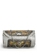 Mosaic Mosaic Embellished Metal Clutch