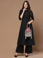 Droop Chevron Embellished Velvet Potli