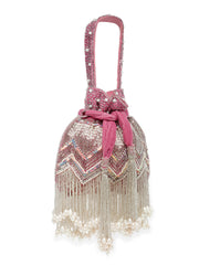 Droop Chevron Embellished Velvet Potli