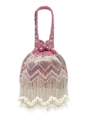 Droop Chevron Embellished Velvet Potli