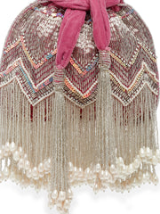 Droop Chevron Embellished Velvet Potli