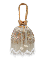 Droop Chevron Embellished Velvet Potli