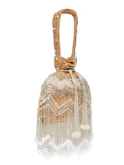 Droop Chevron Embellished Velvet Potli