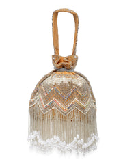 Droop Chevron Embellished Velvet Potli