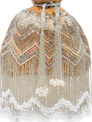 Droop Chevron Embellished Velvet Potli