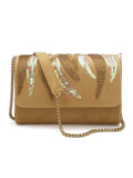 Coffer Abstract Embellished Suede Clutch