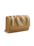 Coffer Abstract Embellished Suede Clutch