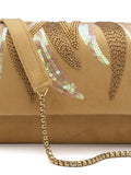 Coffer Abstract Embellished Suede Clutch