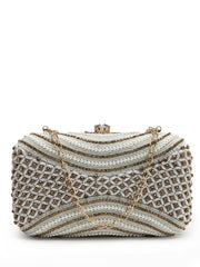 Adorn Embellished Faux Silk Clutch