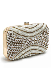 Adorn Embellished Faux Silk Clutch