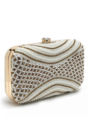 Adorn Embellished Faux Silk Clutch