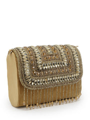 Droop Stone Embellished Suede Clutch