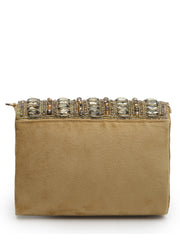 Droop Stone Embellished Suede Clutch