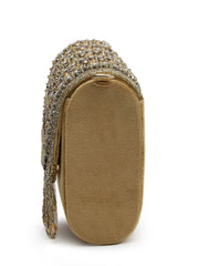 Droop Stone Embellished Suede Clutch