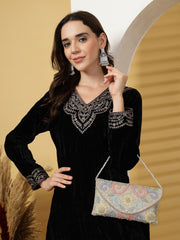 Adorn Floral Embellished Faux Silk Clutch