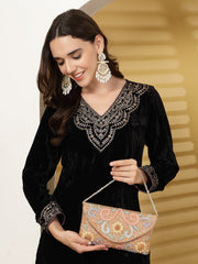 Adorn Floral Embellished Faux Silk Clutch
