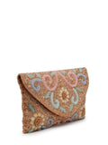 Anekaant Adorn Silver and Pastel Multi Floral Embellished Faux Silk Clutch