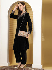 Adorn Floral Embellished Faux Silk Clutch