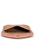 Anekaant Adorn Coral & Gold Stone Work Embellished Faux Silk Clutch
