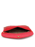 Anekaant Adorn Coral & Gold Stone Work Embellished Faux Silk Clutch