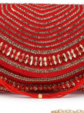 Anekaant Adorn Coral & Gold Stone Work Embellished Faux Silk Clutch