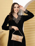 Anekaant Adorn Rose Gold & Pink Stone Work Embellished Faux Silk Clutch