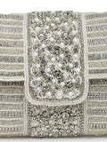 Anekaant Adorn Rose Gold & Pink Stone Work Embellished Faux Silk Clutch
