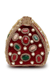 Dangle Stone Work Polka Embellished Velvet Potli