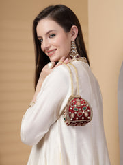 Dangle Stone Work Polka Embellished Velvet Potli