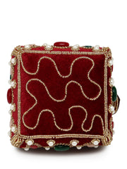 Dangle Stone Work Polka Embellished Velvet Potli