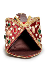 Dangle Stone Work Polka Embellished Velvet Potli